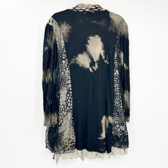 Kamana Womens Lagenlook Boho Whimsigoth Dark Long‎ Sleeve Blouse Cardigan Size L - Picture 6 of 6